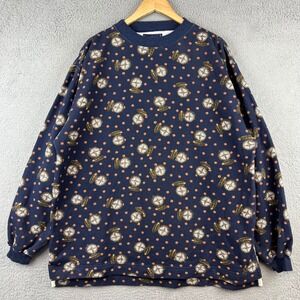 VTG The Arrow Men's Navy Compass Print Crewneck Sweatshirt Size L